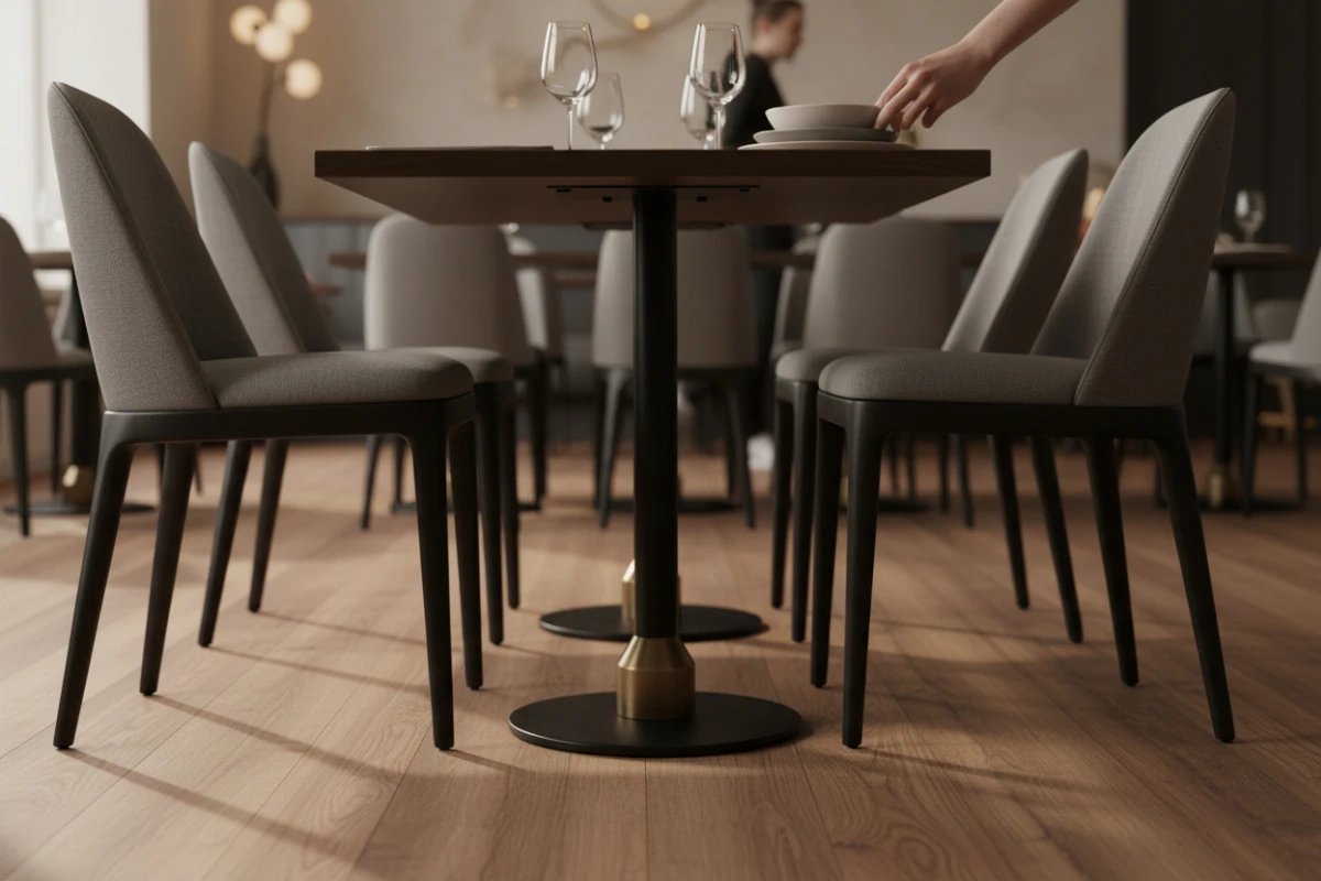 VLG-204 table base in a restaurant interior - visualisation