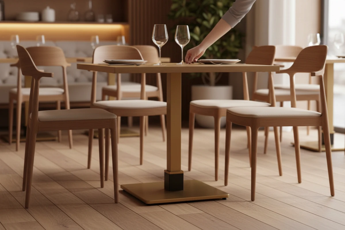 VLG-208 table base in a restaurant interior - visualisation