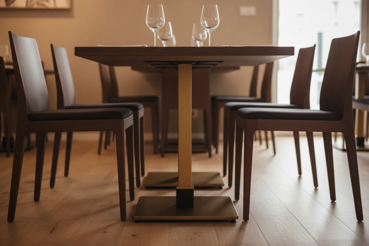 VLG-208 table base in a restaurant interior - visualisation