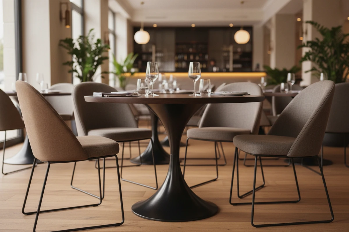 VLG-210 table base in a restaurant interior - visualisation