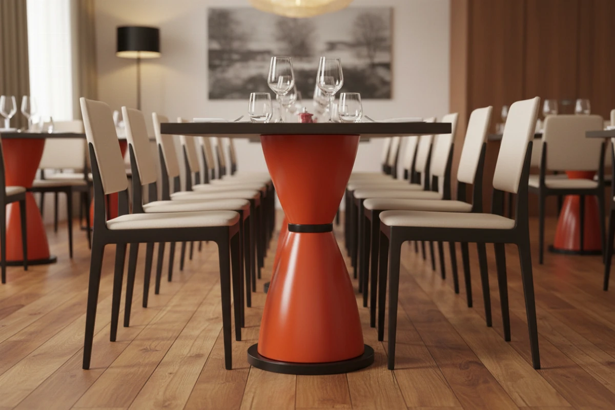 VLG-211 table base in a restaurant interior - visualisation