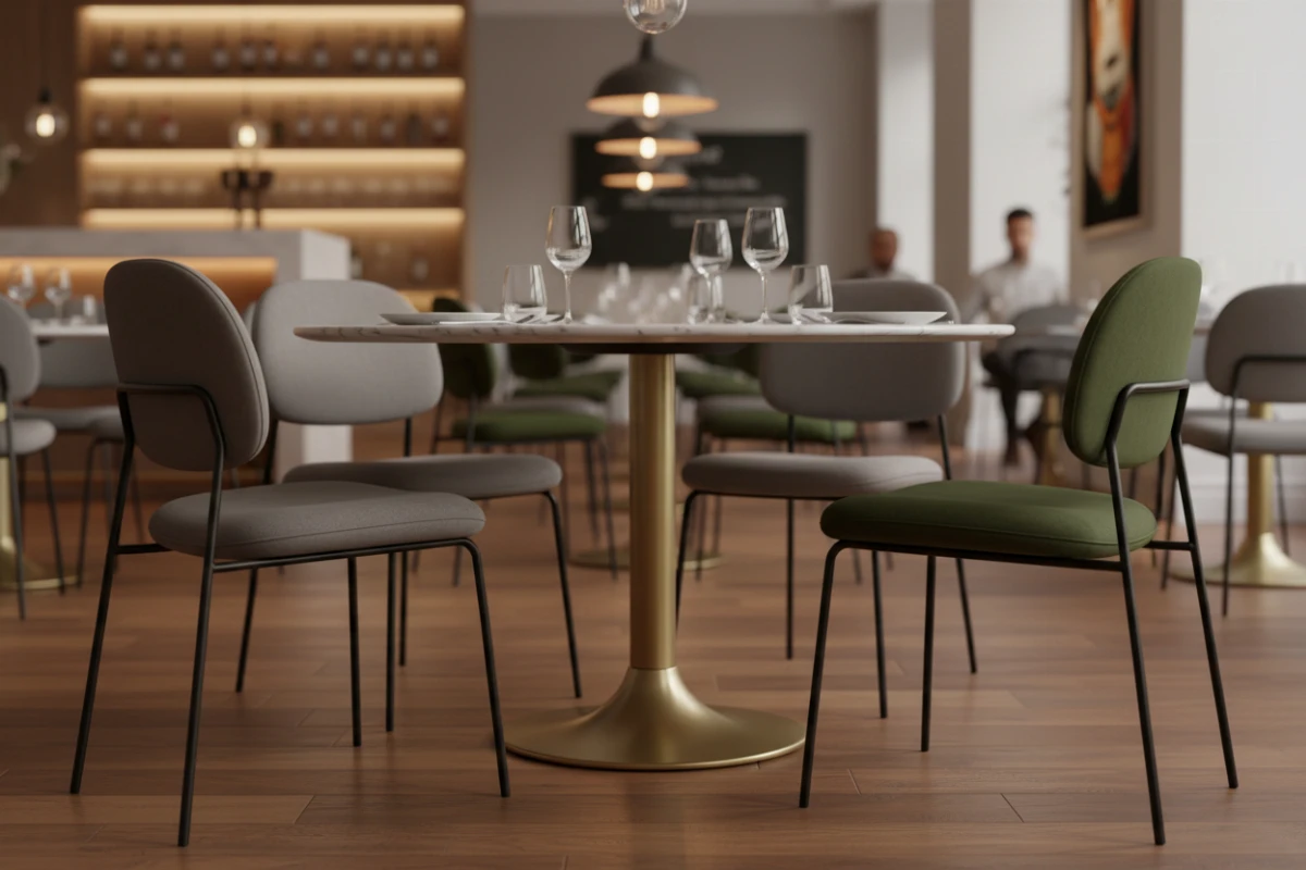 VLG-215 table base in a restaurant interior - visualisation