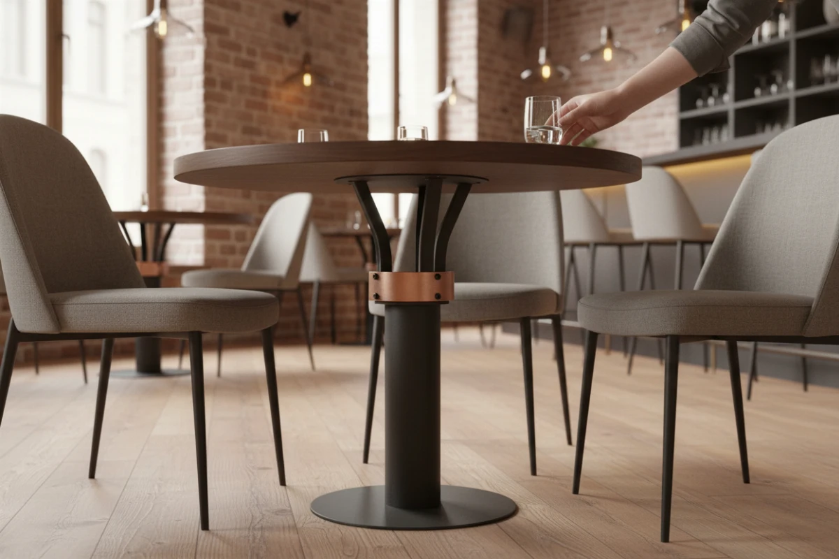 VLG-216 table base in a restaurant interior - visualisation