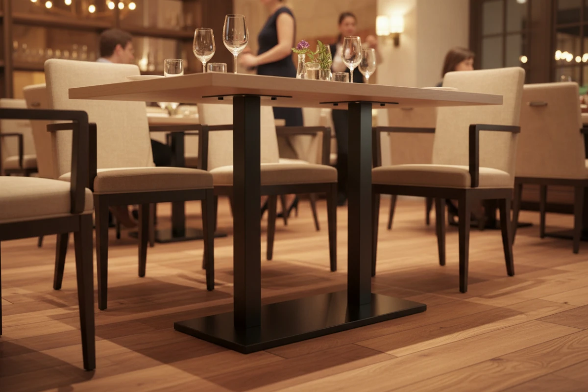 VLG-220 table base in a restaurant interior - visualisation
