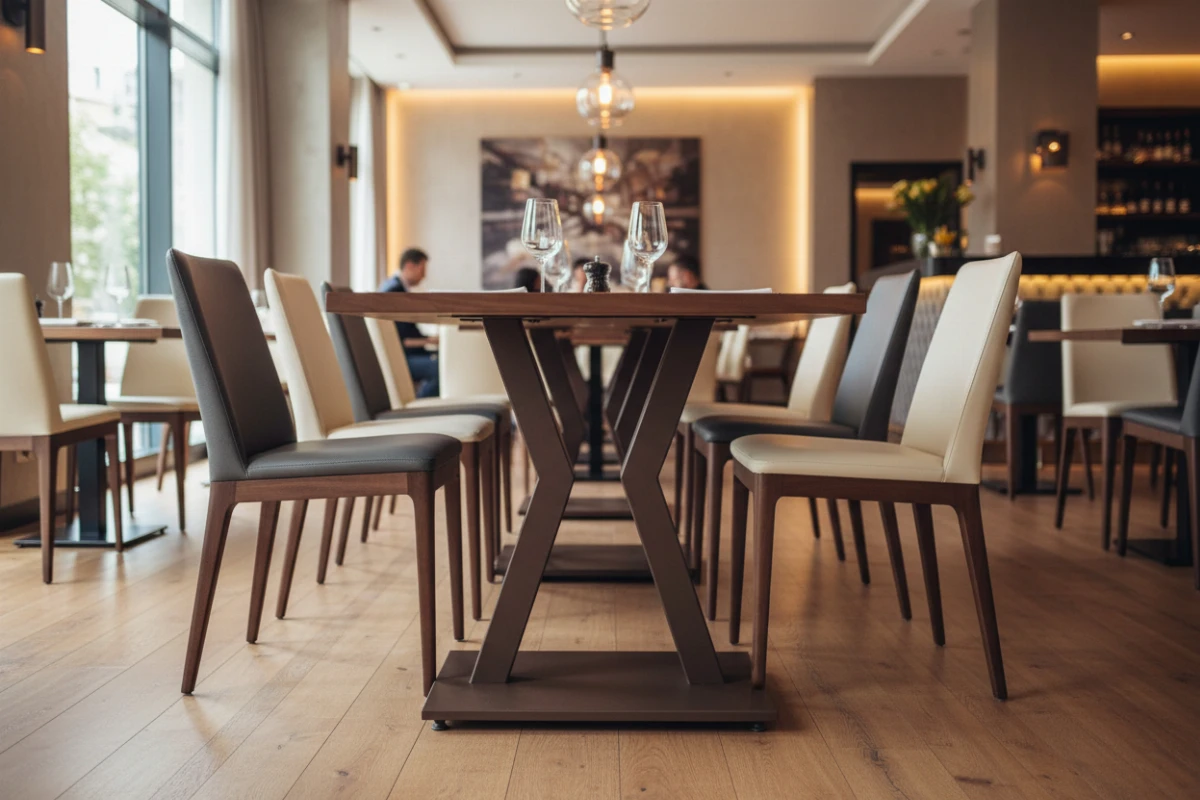 VLG-222 table base in a restaurant interior - visualisation
