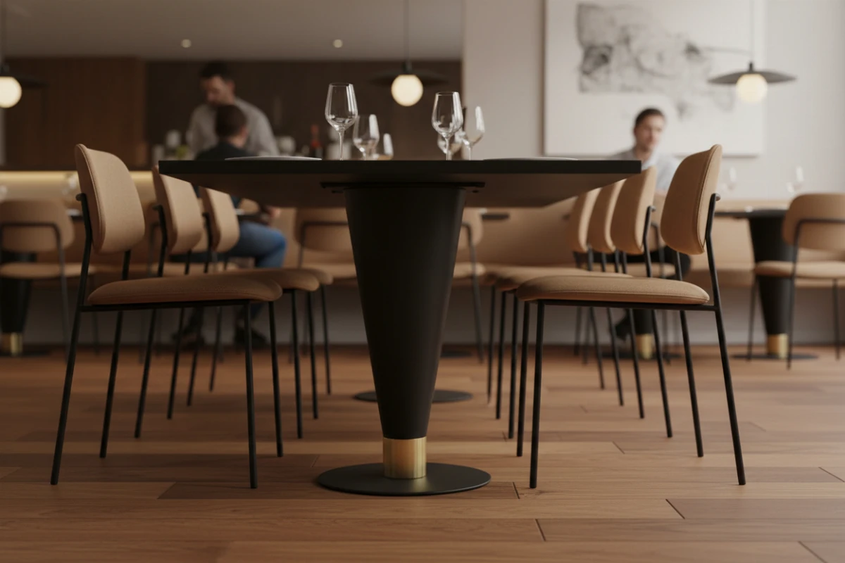 VLG-226 table base in a restaurant interior - visualisation