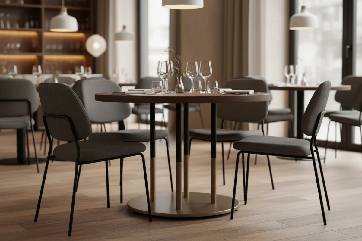 VLG-228 table base in a restaurant interior - visualisation