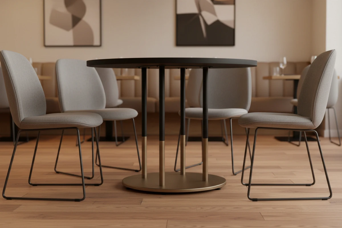 VLG-228 table base in a restaurant interior - visualisation