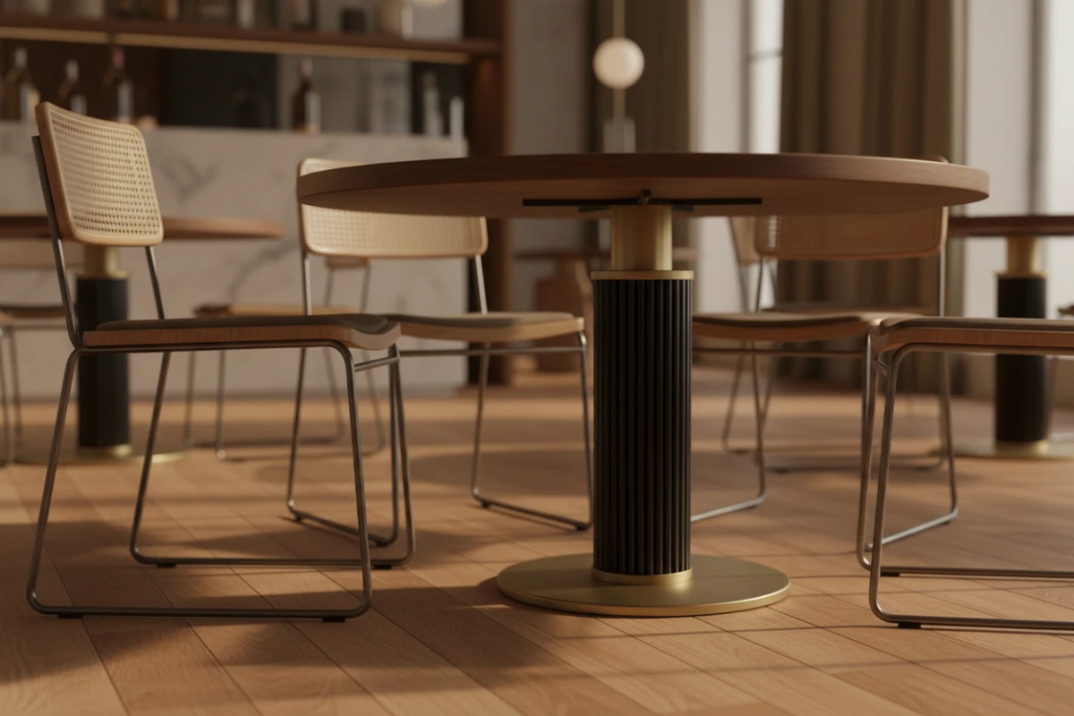 VLG-229 table base in a restaurant interior - visualisation