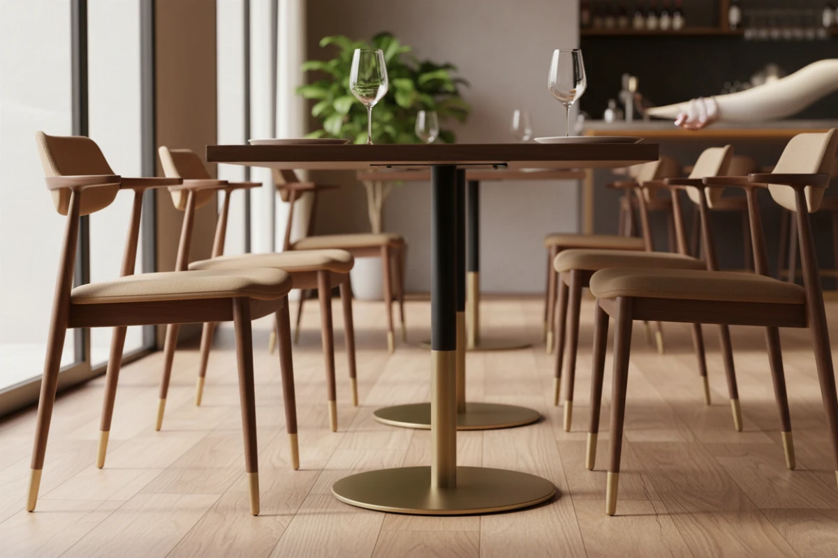 VLG-231 table base in a restaurant interior - visualisation