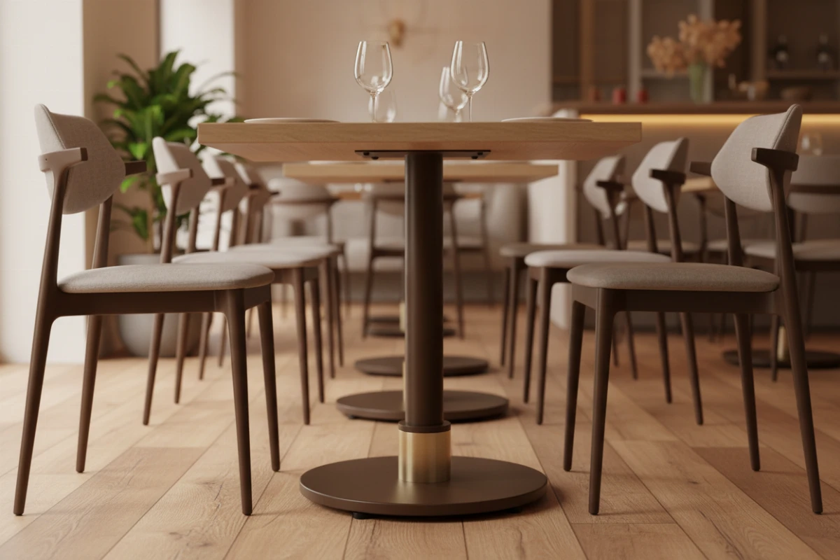 VLG-207 table base in a restaurant interior - visualisation